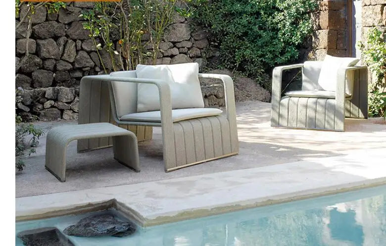 Outdoor rattan woven sofa courtyard villa open-air lounge chair