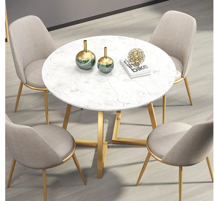 Table and chair combination round marble table leisure reception round table one table four chairs