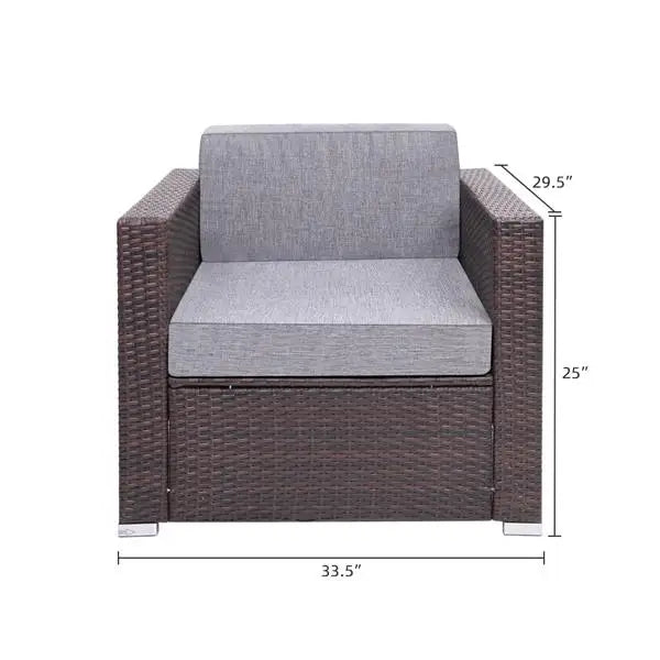 Oshion 7 Pieces Outdoor Patio PE Wicker Rattan Corner Sofa Set Included Tea Table