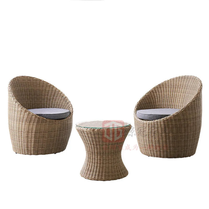 Outdoor Leisure Rattan Table and Chair Three-piece Balcony Outdoor Rotatable Rattan Chair Courtyard Villa Garden Plastic Rattan