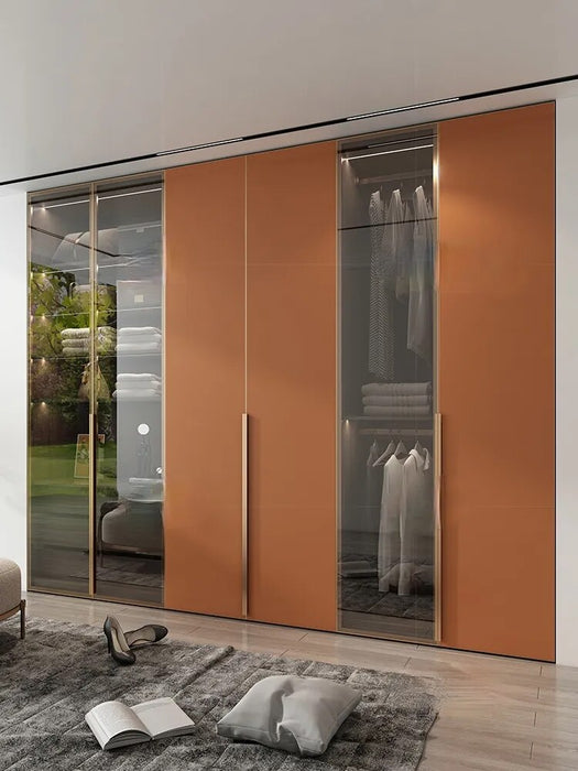 Customized wardrobe glass door open walk-in cloakroom luxury furniture