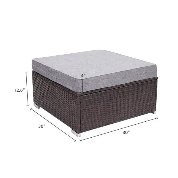 Oshion 7 Pieces Outdoor Patio PE Wicker Rattan Corner Sofa Set Included Tea Table