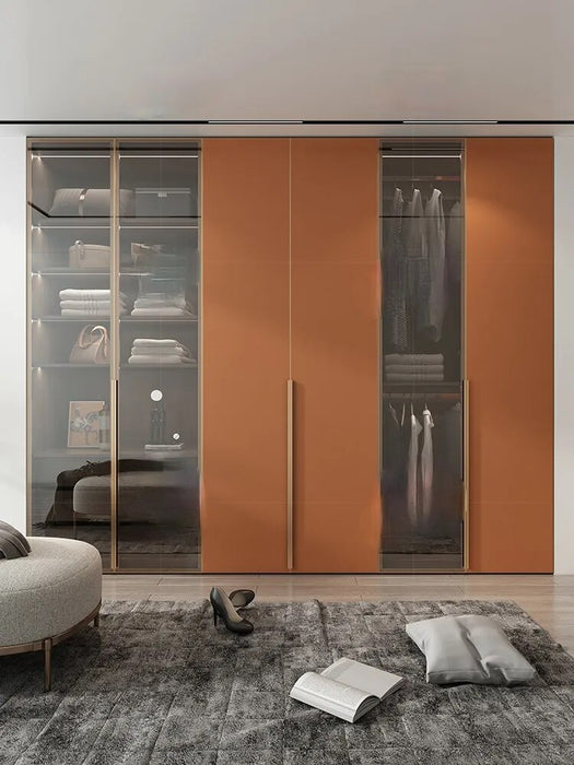 Customized wardrobe glass door open walk-in cloakroom luxury furniture