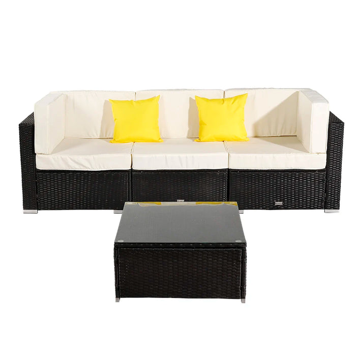 Patio Furniture Set 4 Pieces Patio PE Wicker Rattan Corner Sofa Set US Warehouse In Stock
