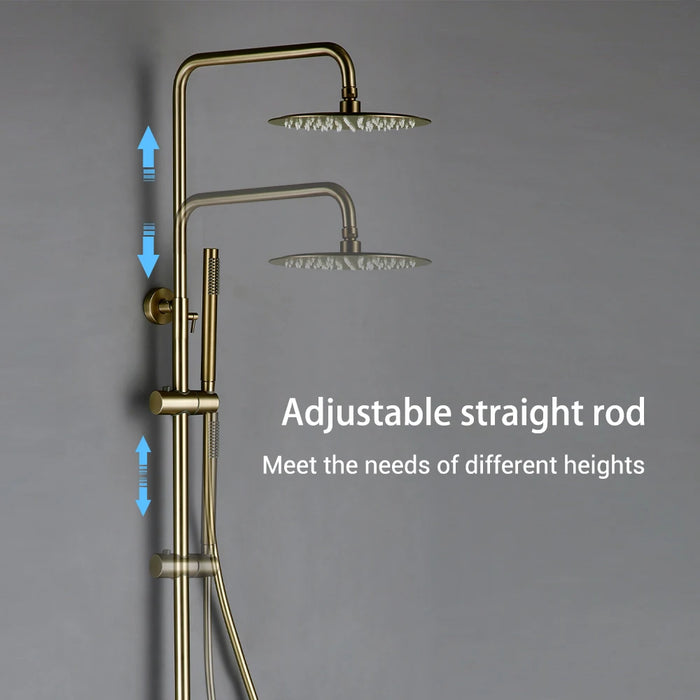 Shower System With Thermostatic Shower Faucet Thermostat Bathroom Mixer Tap Rain Head Wall-Mount Handheld Sprayer