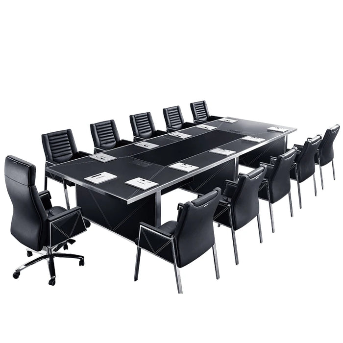 Customzied Rectangle  2.4m Black Color Office Conference Meeting Room Office Meeting Table for 6 people