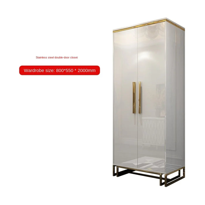 Simple small wardrobe wardrobe wearing mirror combination Simple bedroom paint locker