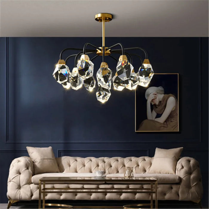 Simple and Atmospheric Home American Dining Room Bedroom Copper Lamp Postmodern Light Luxury Living Room Crystal Chandelier