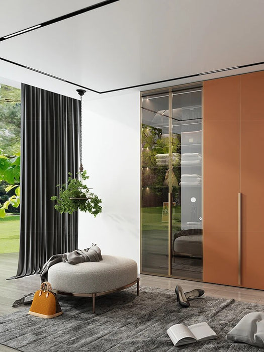 Customized wardrobe glass door open walk-in cloakroom luxury furniture