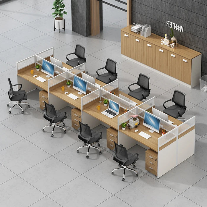 Simple office furniture, modern computer desk, screen card holder, staff office desk and chair