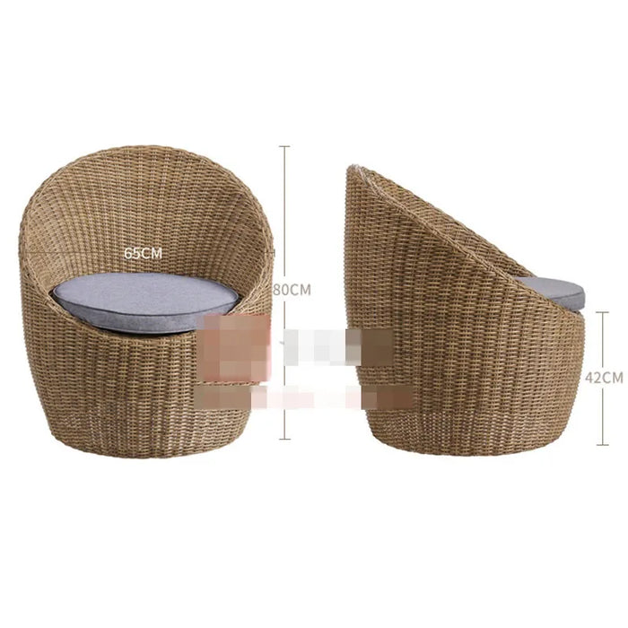 Outdoor Leisure Rattan Table and Chair Three-piece Balcony Outdoor Rotatable Rattan Chair Courtyard Villa Garden Plastic Rattan
