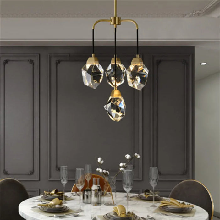 Simple and Atmospheric Home American Dining Room Bedroom Copper Lamp Postmodern Light Luxury Living Room Crystal Chandelier