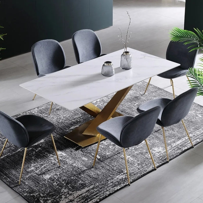 Italian Light Luxury Marble Dining Table European Nordic Small Apartment Combination Dining Table Chair Set