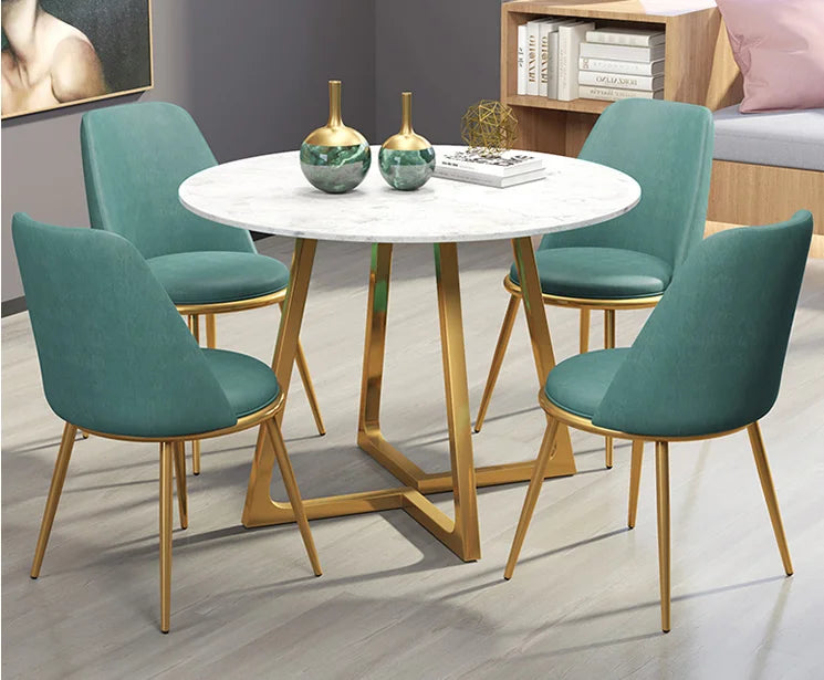 Table and chair combination round marble table leisure reception round table one table four chairs