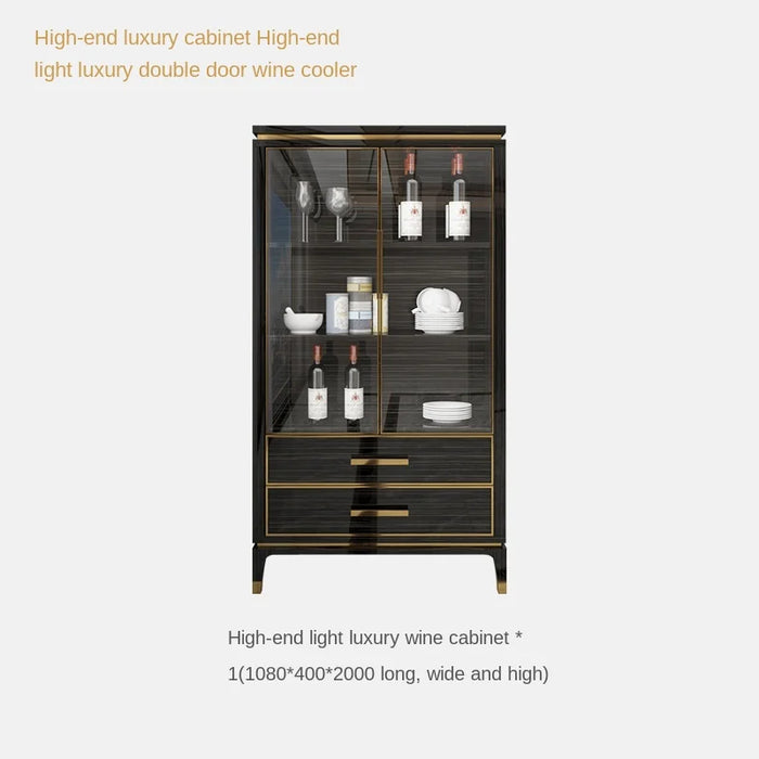 Simple golden ebony Italian light luxury solid wood dining table and chair combination