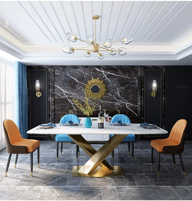 Italian Light Luxury Marble Dining Table European Nordic Small Apartment Combination Dining Table Chair Set