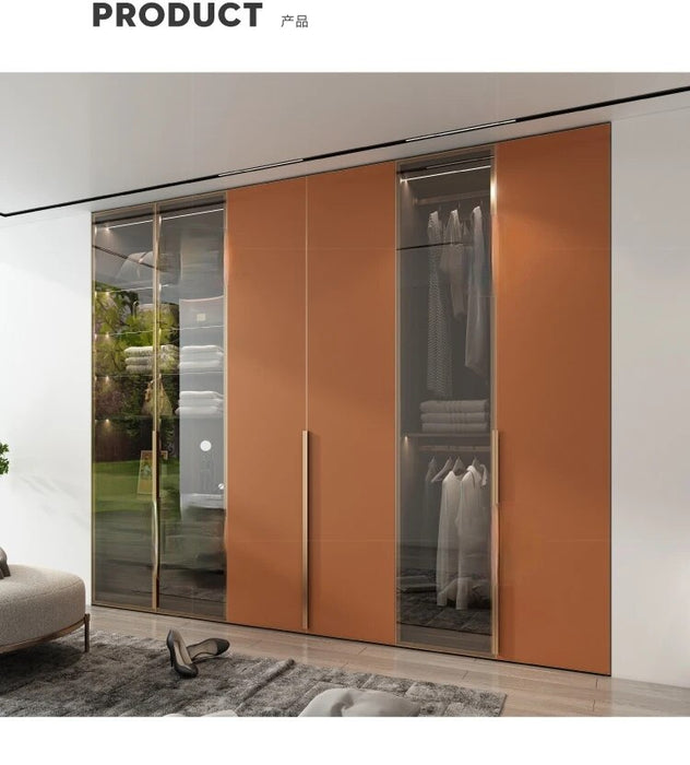 Customized wardrobe glass door open walk-in cloakroom luxury furniture