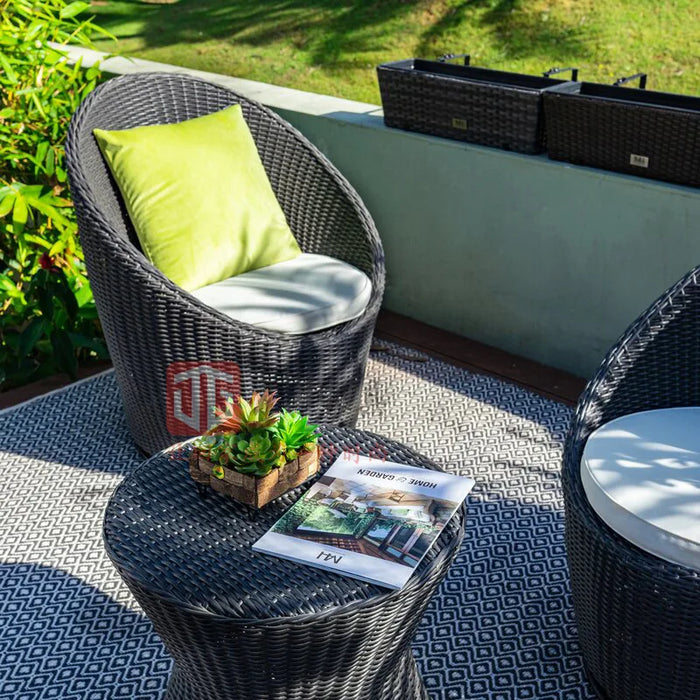 Outdoor Leisure Rattan Table and Chair Three-piece Balcony Outdoor Rotatable Rattan Chair Courtyard Villa Garden Plastic Rattan