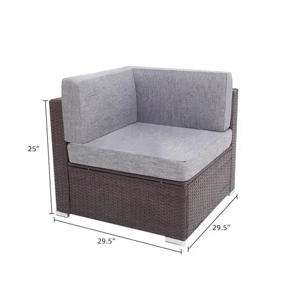 Oshion 7 Pieces Outdoor Patio PE Wicker Rattan Corner Sofa Set Included Tea Table