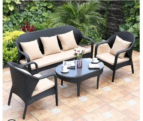 Outdoor sofa woven rattan table and chair combination rattan sofa