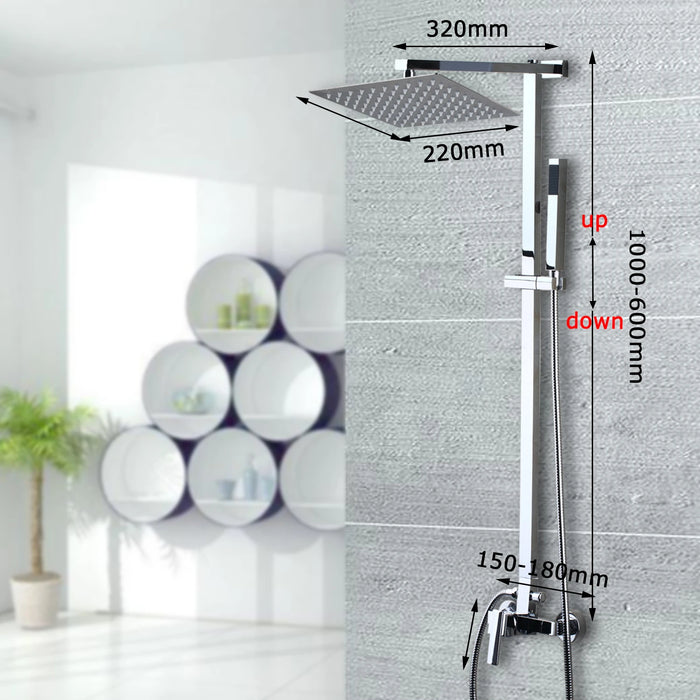 OUBONI Fast Free Shipping Bathroom Shower Set 8inch Rain Shower Head Bath Adjudstable Height  Shower Mixer with Hand Shower