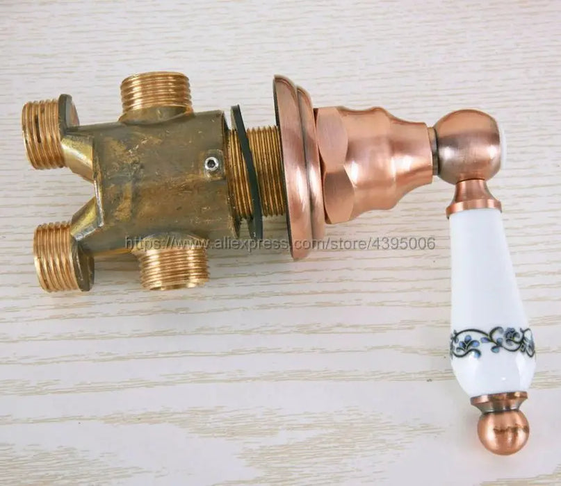 Deck Mounted 5 Hole 3 Handle Bathroom Bath Roman Tub Brass Basin Sink Mixer Faucet With Handshower Btf233