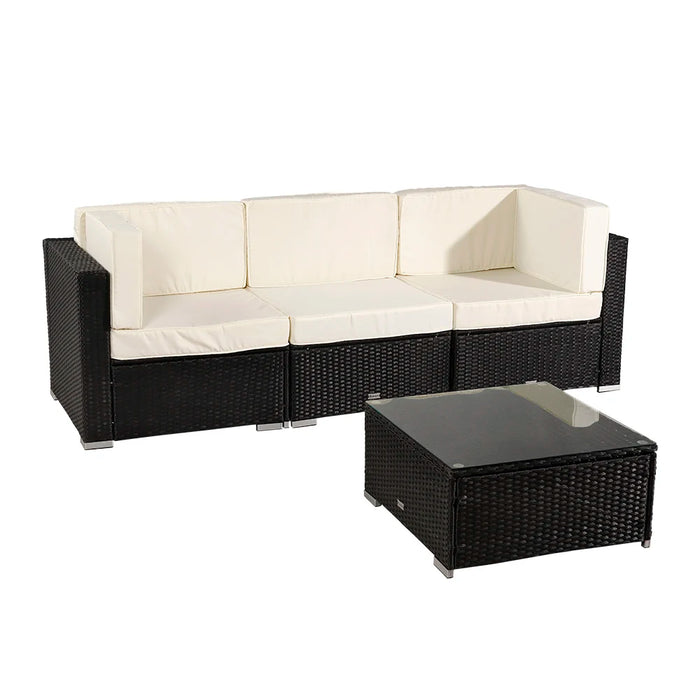 Patio Furniture Set 4 Pieces Patio PE Wicker Rattan Corner Sofa Set US Warehouse In Stock