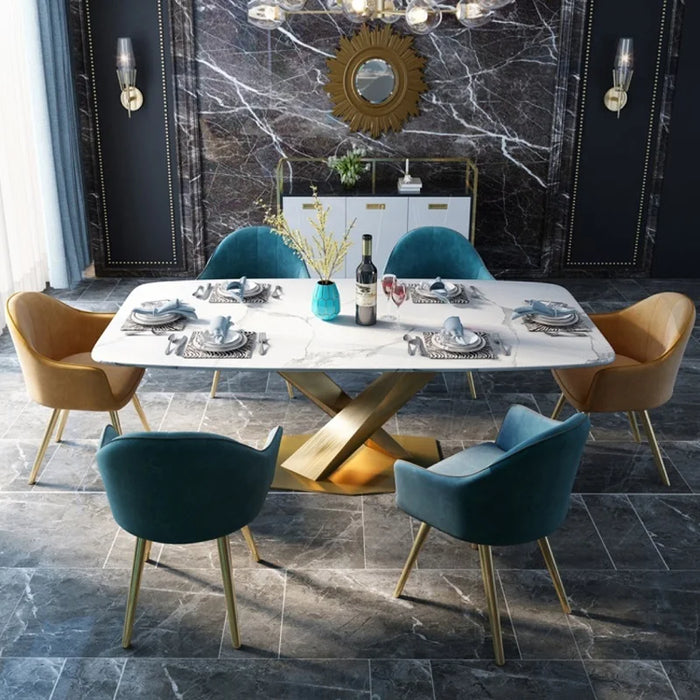 Italian Light Luxury Marble Dining Table European Nordic Small Apartment Combination Dining Table Chair Set