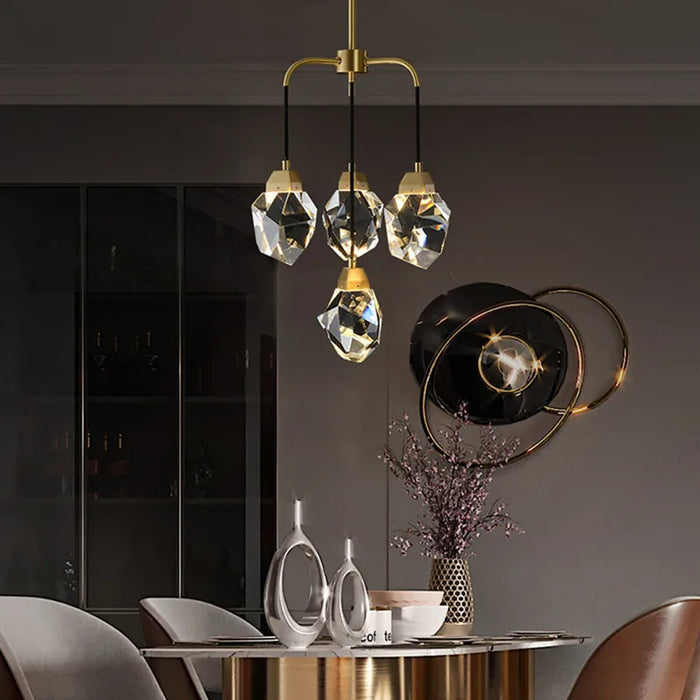 Simple and Atmospheric Home American Dining Room Bedroom Copper Lamp Postmodern Light Luxury Living Room Crystal Chandelier