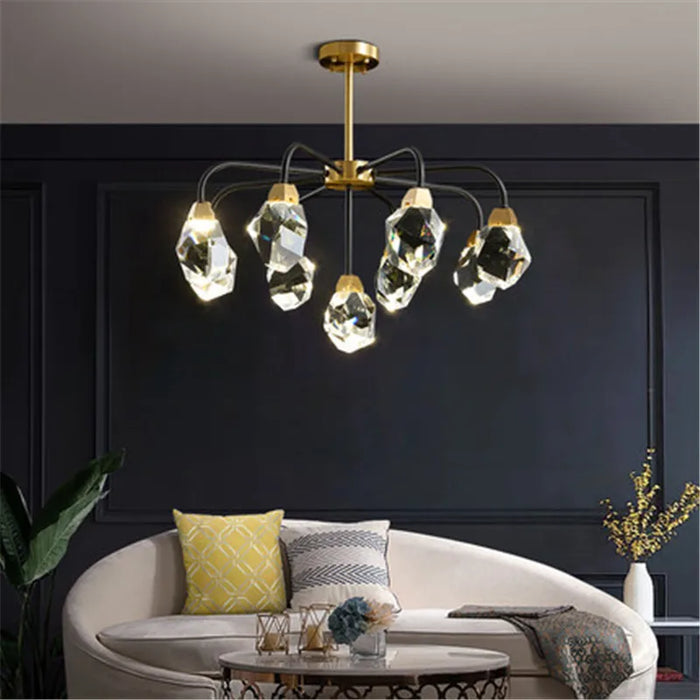 Simple and Atmospheric Home American Dining Room Bedroom Copper Lamp Postmodern Light Luxury Living Room Crystal Chandelier