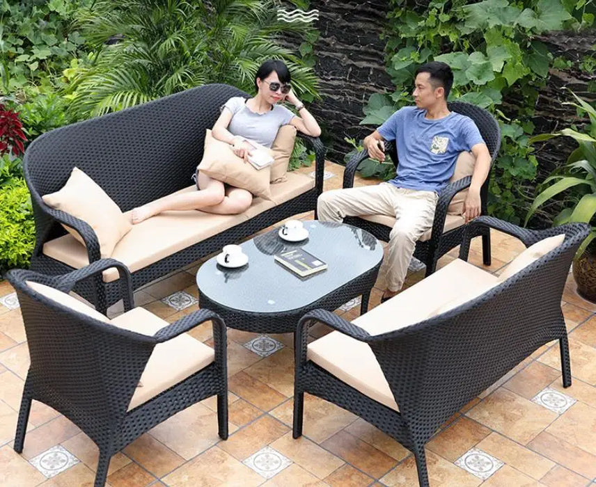 Outdoor sofa woven rattan table and chair combination rattan sofa
