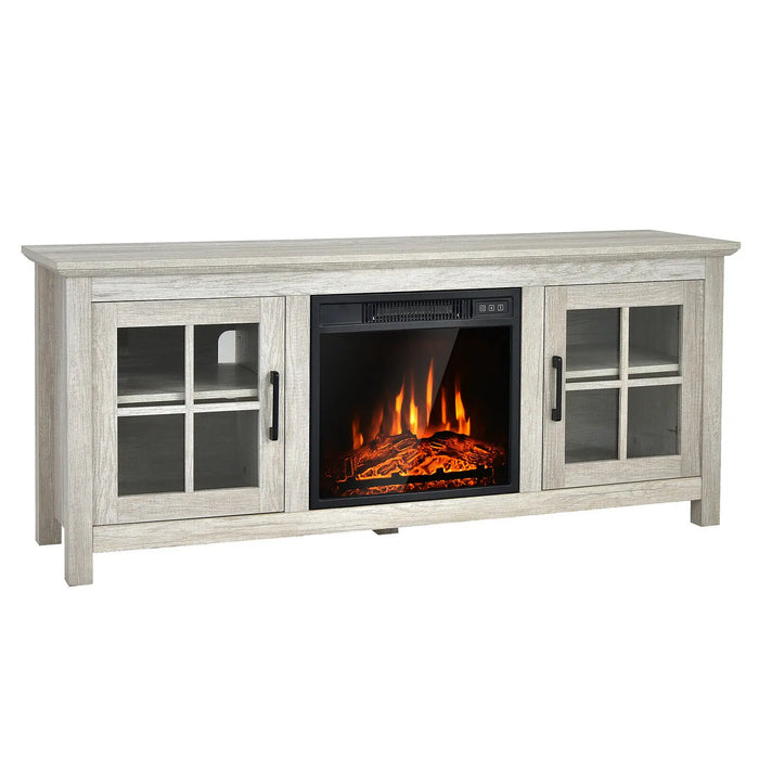 Costway 58 Inches Fireplace TV Stand for TVs up to 65 Inches W/ 1400W Electric fireplace