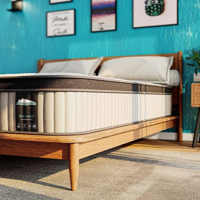 Serweet 12 Inch Memory Foam Hybrid Queen Mattress  Pocket Innersprings for Motion Isolation Pressure in Century-Old Factory