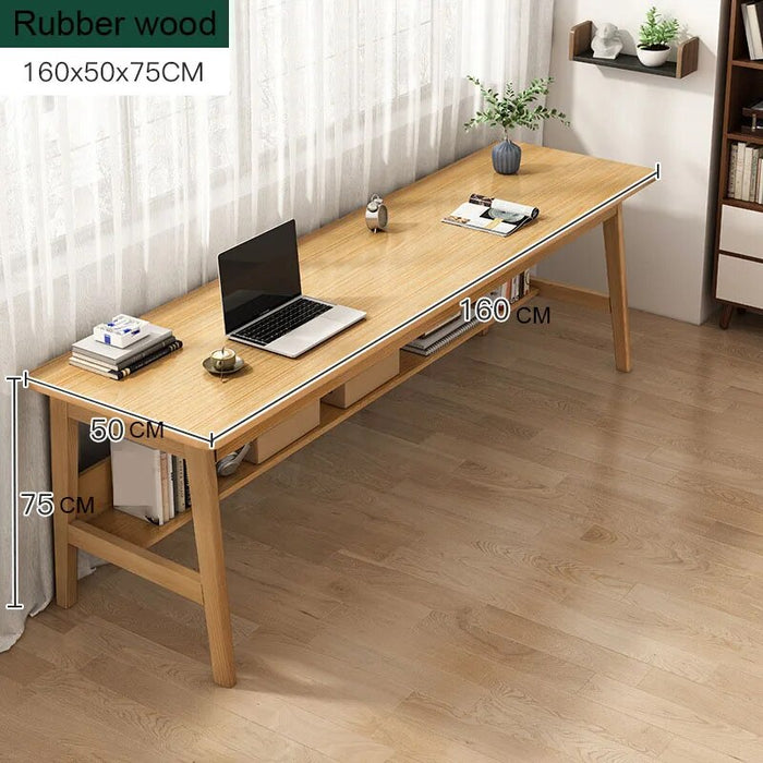 Minimalism Solid Wood Foot Leg Computer Desk Simple Long Table Office Table Household Against The Wall Students Writing Desk