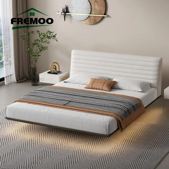 Italian Designer Double Bed Leather Modern Home Furniture King /Queen Size Suspension Bed Bedroom Furniture