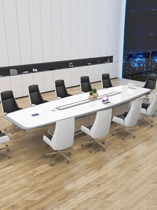 Painted white gray conference table, minimalist modern negotiation table, high-end grand reception table