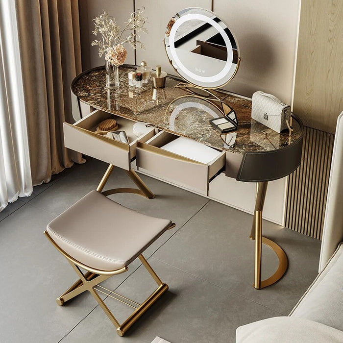 Luxury Nordic Vanity Tables Storage Cabinet Design Creative Vanity Tables Mirror Makeup Tavolo Trucco Bedroom Furniture WZ50VT