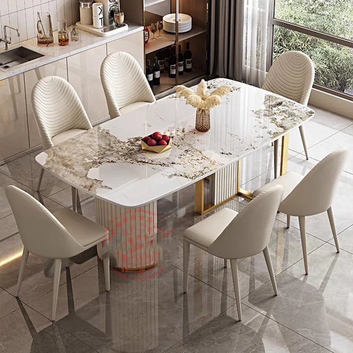 Simple Marble Dining Table Nordic Minimalist Rectangle Design Dining Table Italian Style Mesa De Comedor Kitchen Furniture