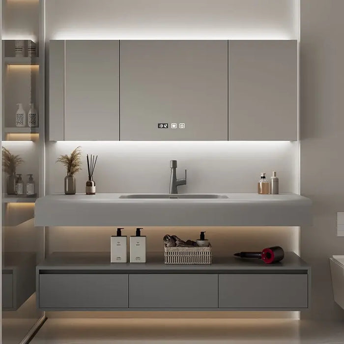 Simple Bathroom Vanity Cabinet with Sink Corinne Integrated Washbasin Bathroom Wash Hands and Face Cabinet Storage with Mirror