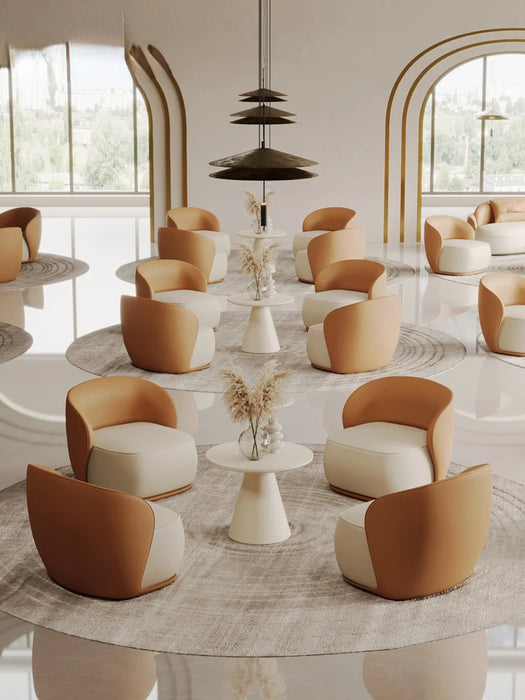 Curved circular reception and negotiation sofa combination