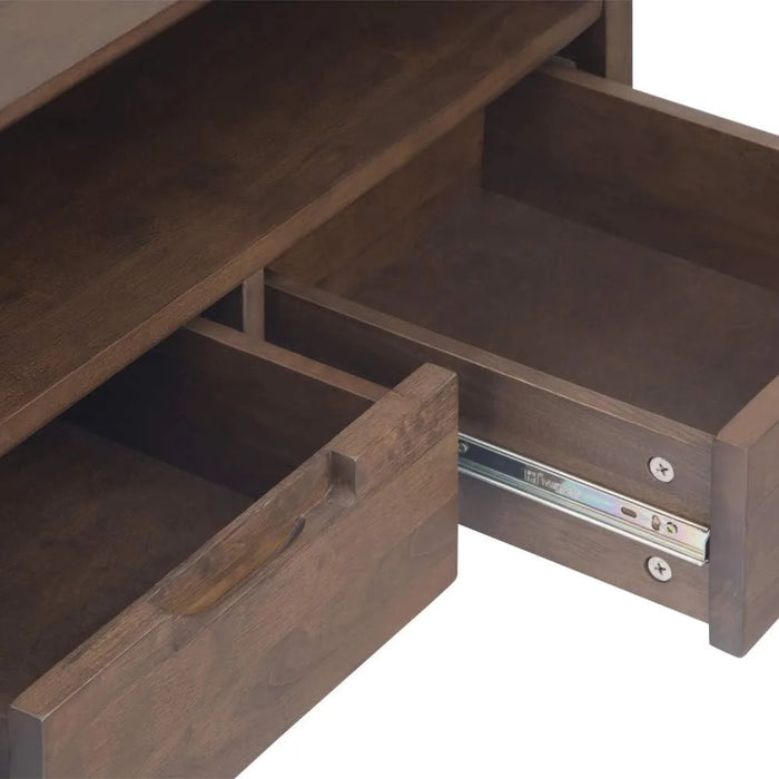 SIMPLIHOME Banting SOLID HARDWOOD 60 Inch Wide Industrial TV Media Stand in Walnut Brown for TVs up to 65 Inch