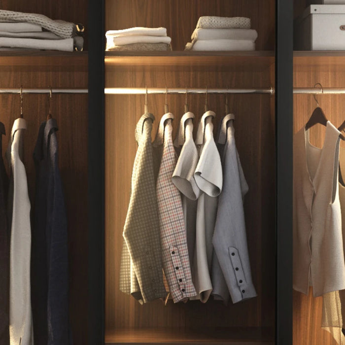 Simple Modern Storage Wardrobe Drawers Hanging Rail Cabinet Glass Sliding Door Bedroom Space Saver Ropero Household Products