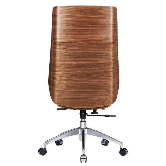 Orange Aniline Leather Ergonomic Office Chair Armless Chair Desk Chair Walnut Wood