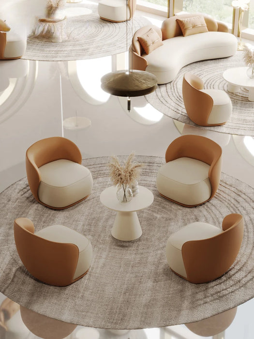 Curved circular reception and negotiation sofa combination