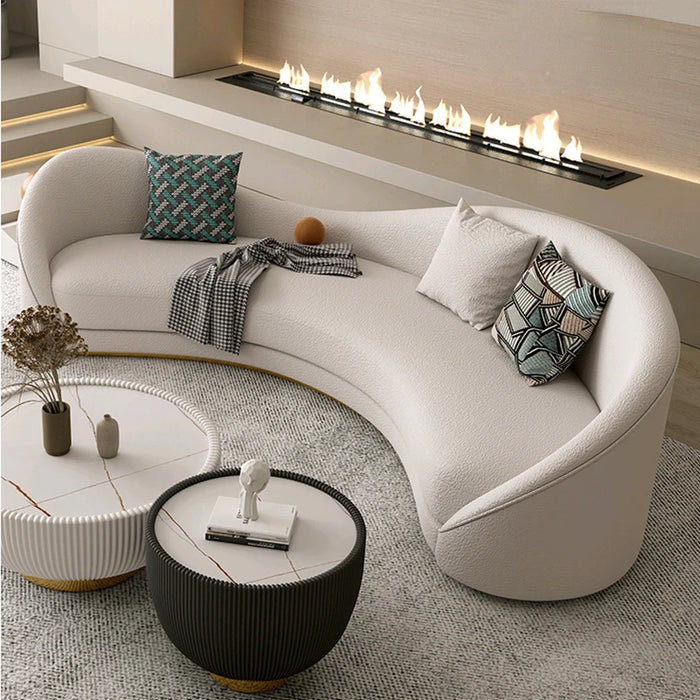 Curved Lambswool White Sofa Unusual White Minimalist Reading Living Room Sofa Banquet Comfort Unique Divano Bedroom Furniture