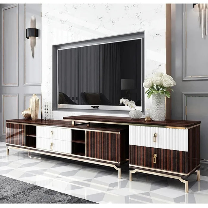 Simple Postmodern Tea Table TV Cabinet Combination Living Room Furniture Metal Retractable Black Floor Cabinet Furniture