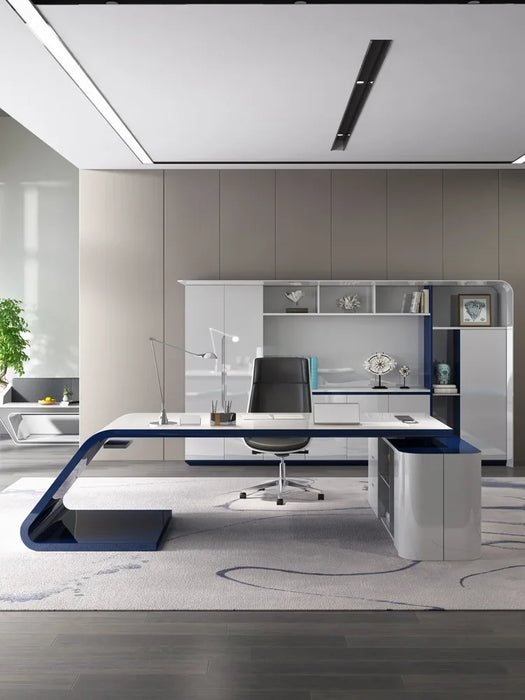Customized baking paint, fashionable and luxurious manager's desk, office furniture, simple and modern large desk