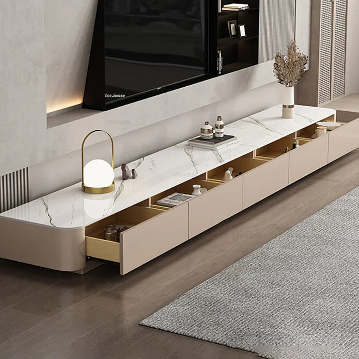 Italian Light Luxury Slate TV Stands Minimalist Home Floor TV Cabinet Coffee Table Combination Drawer Living Room Furniture