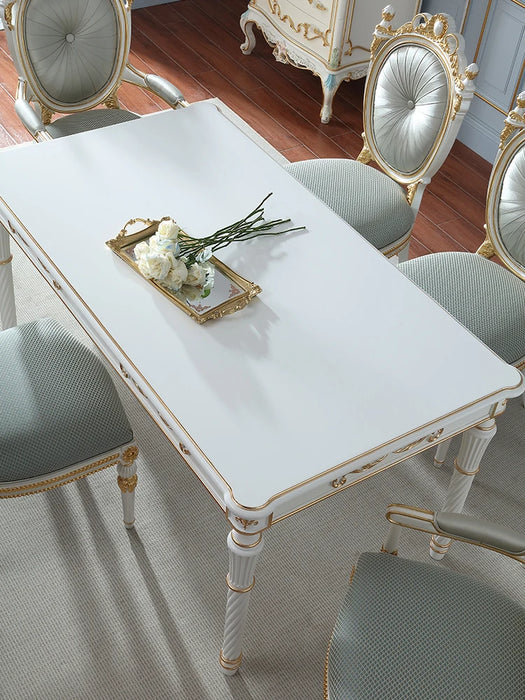 Palace French retro dining table and chair combination beech 1.8M simple gold European light luxury solid wood table