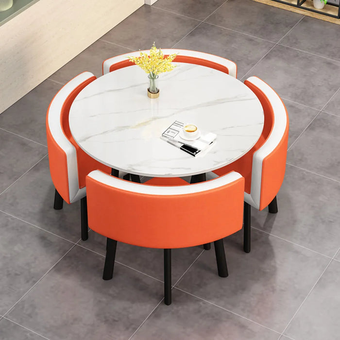 Set 4 Chairs Round Dining Table Office Small Space Saving Cheap Dining Table Minimalist Center Mesas De Jantar Kitchen Furniture